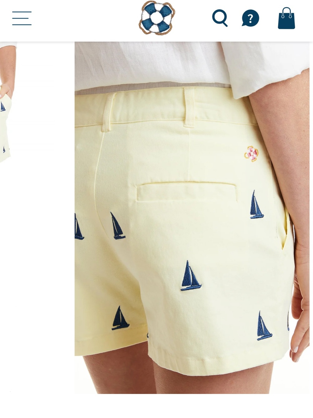 NWT Castaways Nantucket Light Yellow Embroidered Sailboat-Print Bermuda Shorts - Picture 3 of 6